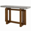 Joshua Sofa Table with Cross Base, Faux Concrete, Brown Wood 47 Inch