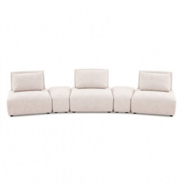 Stavan Modular Curved 3 Seat Sofa, Light Brown Boucle Adjustable Backs