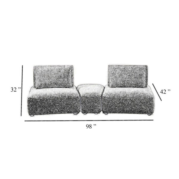 Stavan Modular Curved 2 Seat Sofa, Light Brown Boucle Adjustable Back
