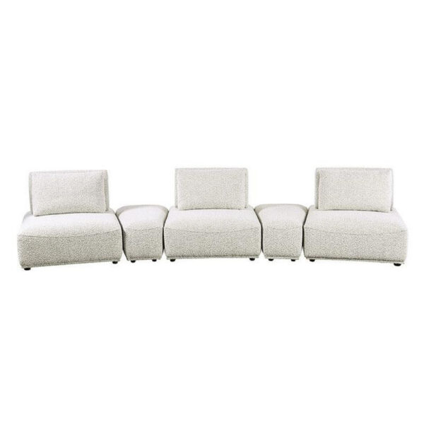 Stavan Modular Curved 3 Seater Sofa, Gray Boucle Adjustable Seat Depth