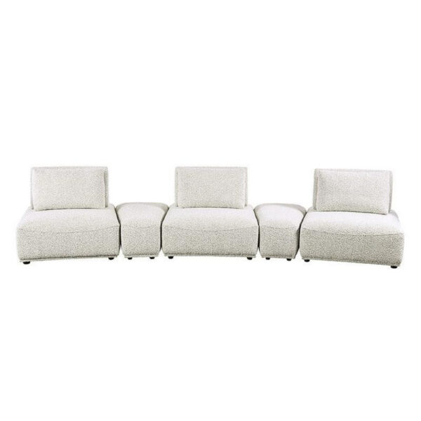Stavan Modular Curved 3 Seater Sofa, Gray Boucle Adjustable Seat Depth