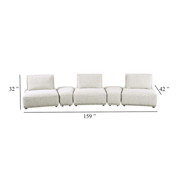 Stavan Modular Curved 3 Seater Sofa, Gray Boucle Adjustable Seat Depth