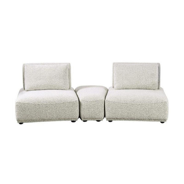Stavan Modular Curved 2 Seat Sofa, Ottoman Gray Boucle Adjustable Back