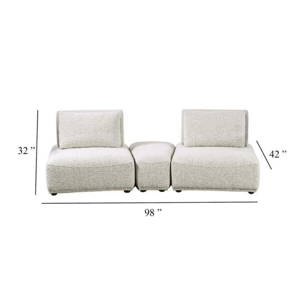 Stavan Modular Curved 2 Seat Sofa, Ottoman Gray Boucle Adjustable Back