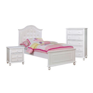 13022026698f0ccb0547b.jpeg Aure 3 Pc Full Size Kids Bedroom Set, Curved Tufted Headboard, White