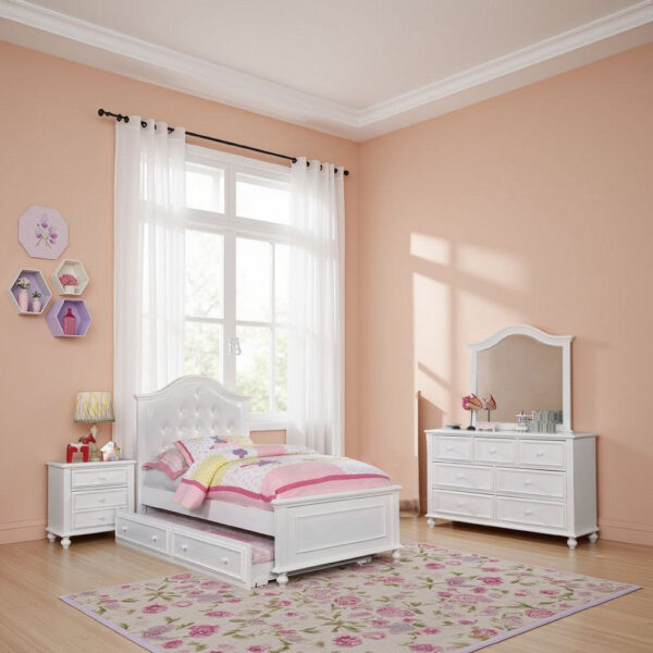 13022026698f0cd8c0df3.jpeg Aure 3 Pc Full Size Kids Bedroom Set, Curved Tufted Headboard, White