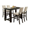 Bega 5pc Bar Height Table and Chair Set, Ivory, Black Solid Wood