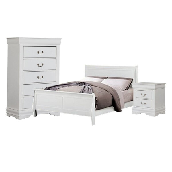 13022026698f0d1783ffc.jpeg Ry Three Piece Full Size Bedroom Set, Sleek Modern Transitional Style, White