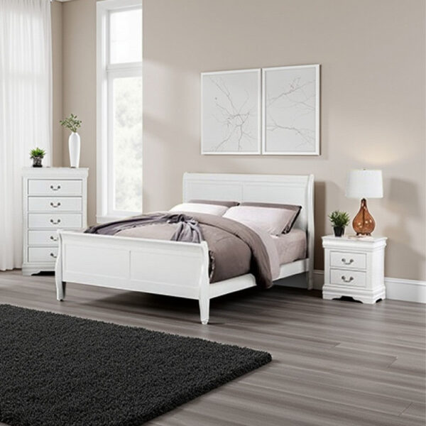 13022026698f0d243aacf.jpeg Ry Three Piece Full Size Bedroom Set, Sleek Modern Transitional Style, White