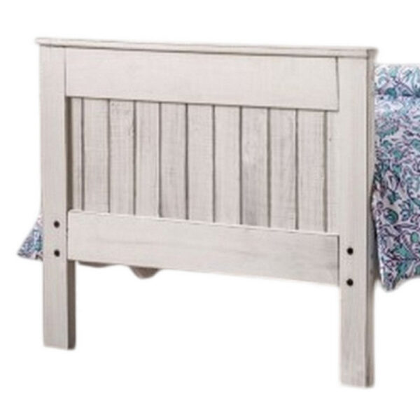 Waly Queen Bed, Farmhouse Plank Design, Classic White Solid Pine Wood