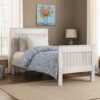 Waly Queen Bed, Farmhouse Plank Design, Classic White Solid Pine Wood