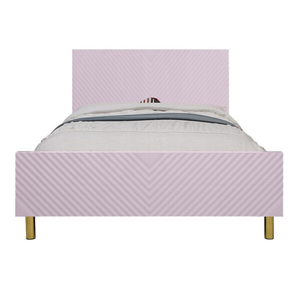 13022026698f0d61d7101.jpeg Tyra Full Size Bed, Sleek Panel Headboard, Gloss Pink Chevron Pattern