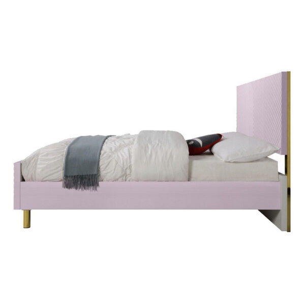 13022026698f0d643536f.jpeg Tyra Full Size Bed, Sleek Panel Headboard, Gloss Pink Chevron Pattern