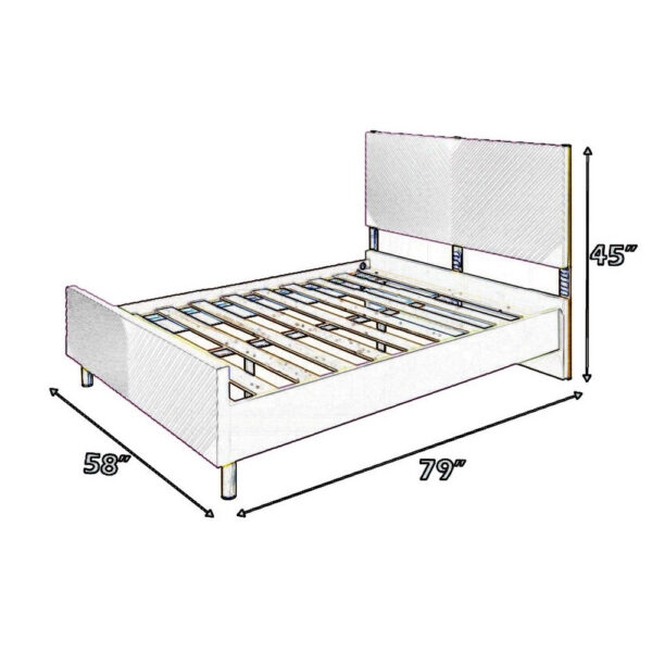 13022026698f0d69224ae.jpeg Tyra Full Size Bed, Sleek Panel Headboard, Gloss Pink Chevron Pattern
