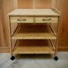 Walter Kitchen Bar Cart, 2 Drawers, 2 Shelves, Brown Bamboo, Rolling Wheels