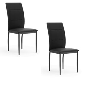 13022026698f0d8849972.jpeg Miya Side Dining Chair Set of 2, Black Faux Leather, Sleek Metal Legs