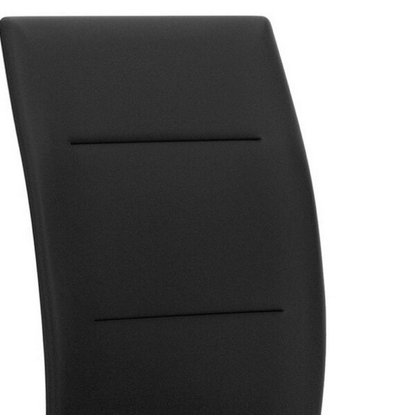 Miya Side Dining Chair Set of 2, Black Faux Leather, Sleek Metal Legs