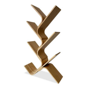 Irica Accent Bookshelf, 6 Diagonal Storage Shelves, Brown Bamboo, 43 Inch