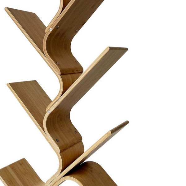 Irica Accent Bookshelf, 6 Diagonal Storage Shelves, Brown Bamboo, 43 Inch