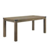 Eli 71 Inch Dining Table, Distressed Rustic Gray, Industrial Metal Rivets