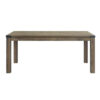 Eli 71 Inch Dining Table, Distressed Rustic Gray, Industrial Metal Rivets