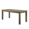 Eli 71 Inch Dining Table, Distressed Rustic Gray, Industrial Metal Rivets