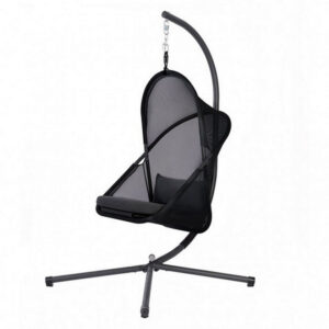 28 Inch Swing Chair, Sturdy Steel Frame, Breathable Mesh, Black And Gray