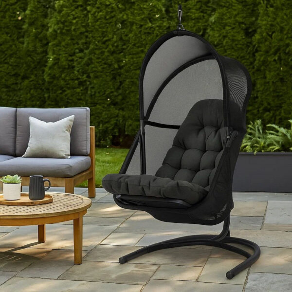 28 Inch Swing Chair, Breathable Mesh Shade, Sturdy Steel Frame, Black