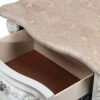 Nero 30 Inch Nightstand, 2 Drawers, Marble Surface, Carved Details, White