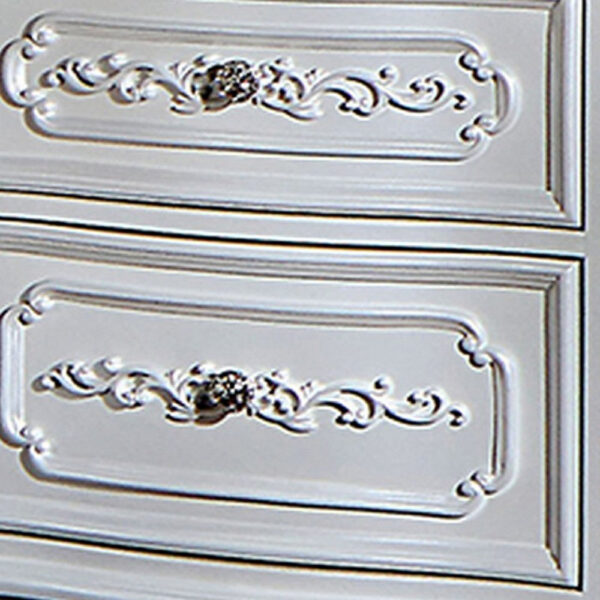Nero 30 Inch Nightstand, 2 Drawers, Marble Surface, Carved Details, White