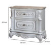 Nero 30 Inch Nightstand, 2 Drawers, Marble Surface, Carved Details, White