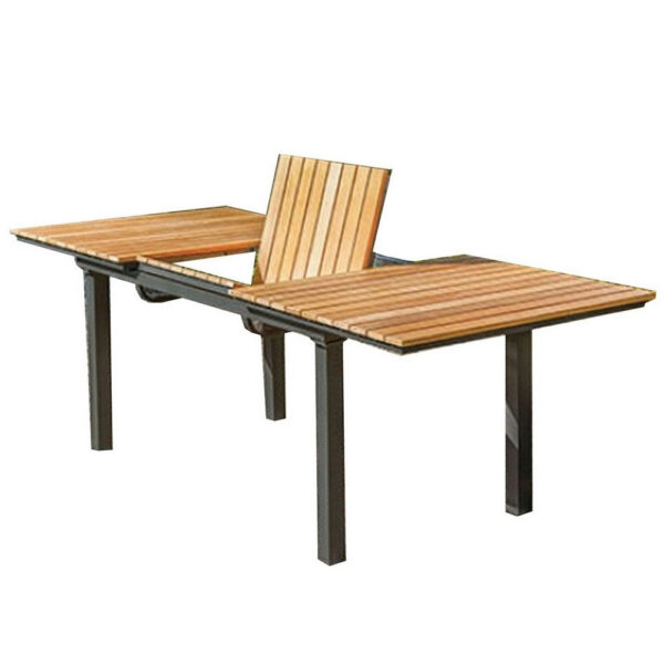 Ankia 62-84 Inch Outdoor Extendable Dining Table, Aluminium, Brown