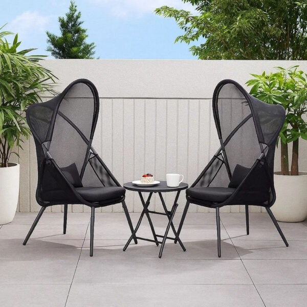 13022026698f0e408a5f9.jpeg 34 Inch Outdoor Foldable Chair, Set of 2, Black Fabric Seat, Steel Frame