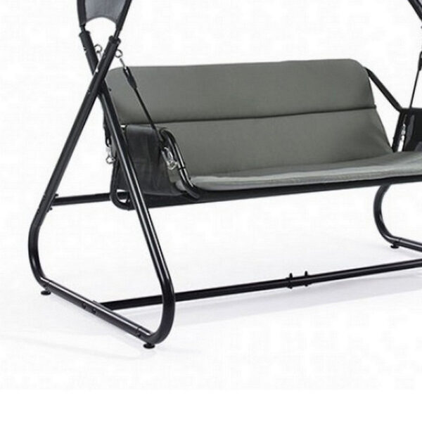 66 Inch Outdoor Swing Chair, Double Hanging, Sturdy Steel Frame, Black