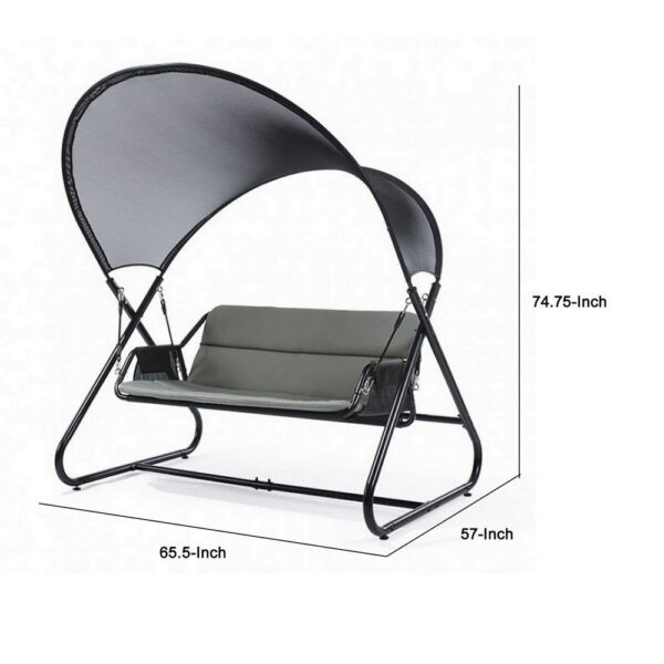 66 Inch Outdoor Swing Chair, Double Hanging, Sturdy Steel Frame, Black