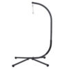 76 Inch Outdoor Swinging Chair Stand, Bold Black Steel, 4 Legged Base