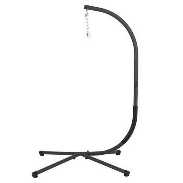 76 Inch Outdoor Swinging Chair Stand, Bold Black Steel, 4 Legged Base