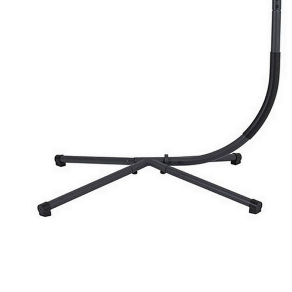 76 Inch Outdoor Swinging Chair Stand, Bold Black Steel, 4 Legged Base