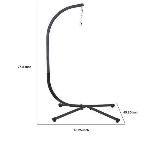 76 Inch Outdoor Swinging Chair Stand, Bold Black Steel, 4 Legged Base