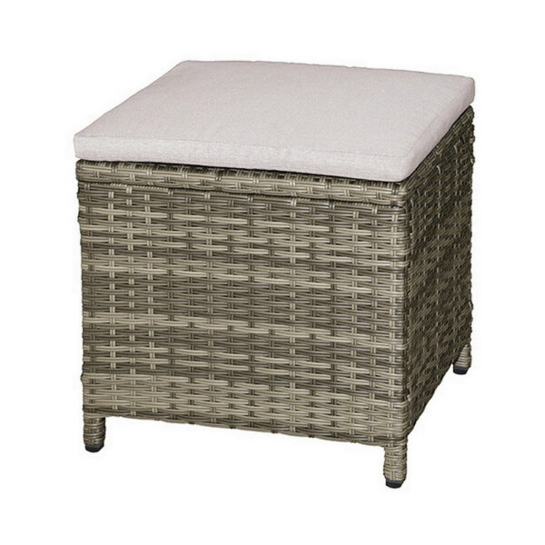 13022026698f0eb6e2d37.jpeg Foca 18 Inch Outdoor Square Ottoman, Set of 2, Gray Fabric, Faux Wicker