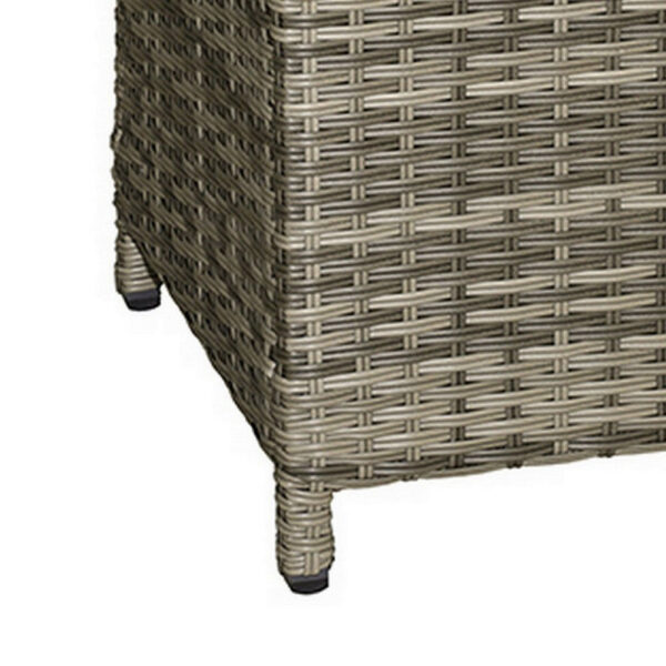 13022026698f0ec89ce2a.jpeg Foca 18 Inch Outdoor Square Ottoman, Set of 2, Gray Fabric, Faux Wicker