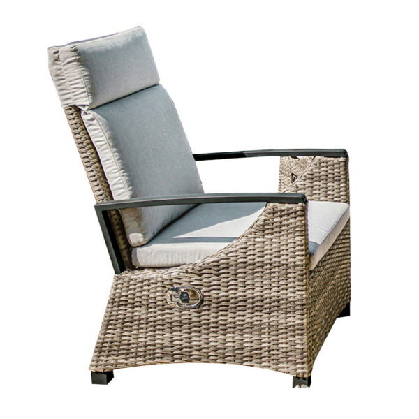 13022026698f0ed699168.jpeg Foca 26 Inch Outdoor Dining Armchair, Faux Wicker, Gray, Tufted Backrest