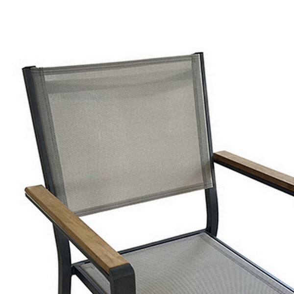 13022026698f0edc3577d.jpeg Foca 26 Inch Outdoor Dining Armchair, Faux Wicker, Gray, Tufted Backrest