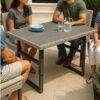Foca 63 Inch Outdoor Rectangular Dining Table, Adjustable Height, Wicker