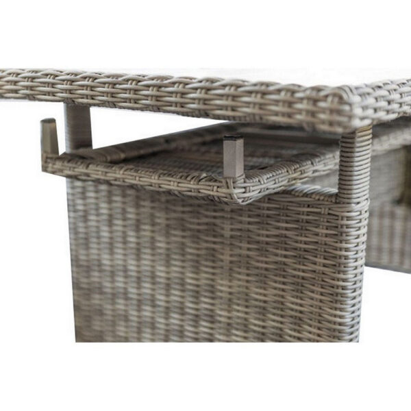 13022026698f0f05f26b9.jpeg 59 Inch Outdoor Aluminum Dining Table, Gray Faux Wicker, Slatted Surface