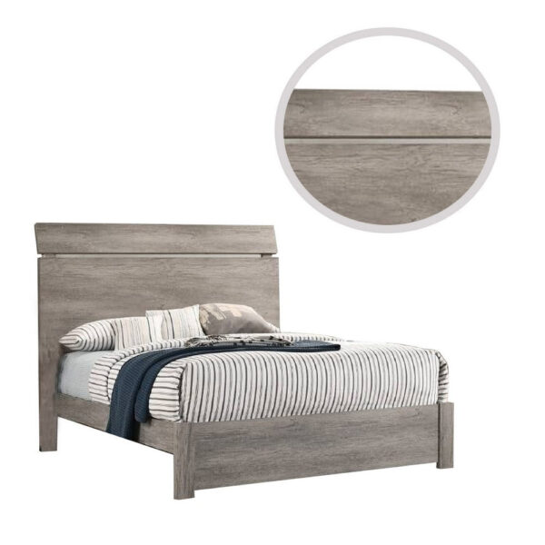 13022026698f0f31d1c6a.jpeg Posy Platform Queen Size Bed with Split Headboard, Distressed Gray Wood