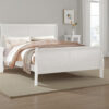 Nin Queen Size Sleigh Bed, Minimalist Style Headboard, Classic White Wood