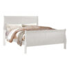 Nin King Size Sleigh Bed, Minimalist Style Headboard, Classic White Wood
