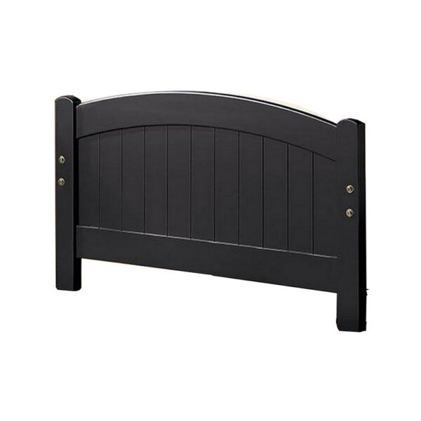 13022026698f0f675814c.jpeg Shov Twin Size Trundle Bed, Arched Headboard, Vertical Accents, Black Wood
