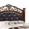 Jax Traditional Queen Size Bed, Tufted Upholstered Headboard, Cherry Brown